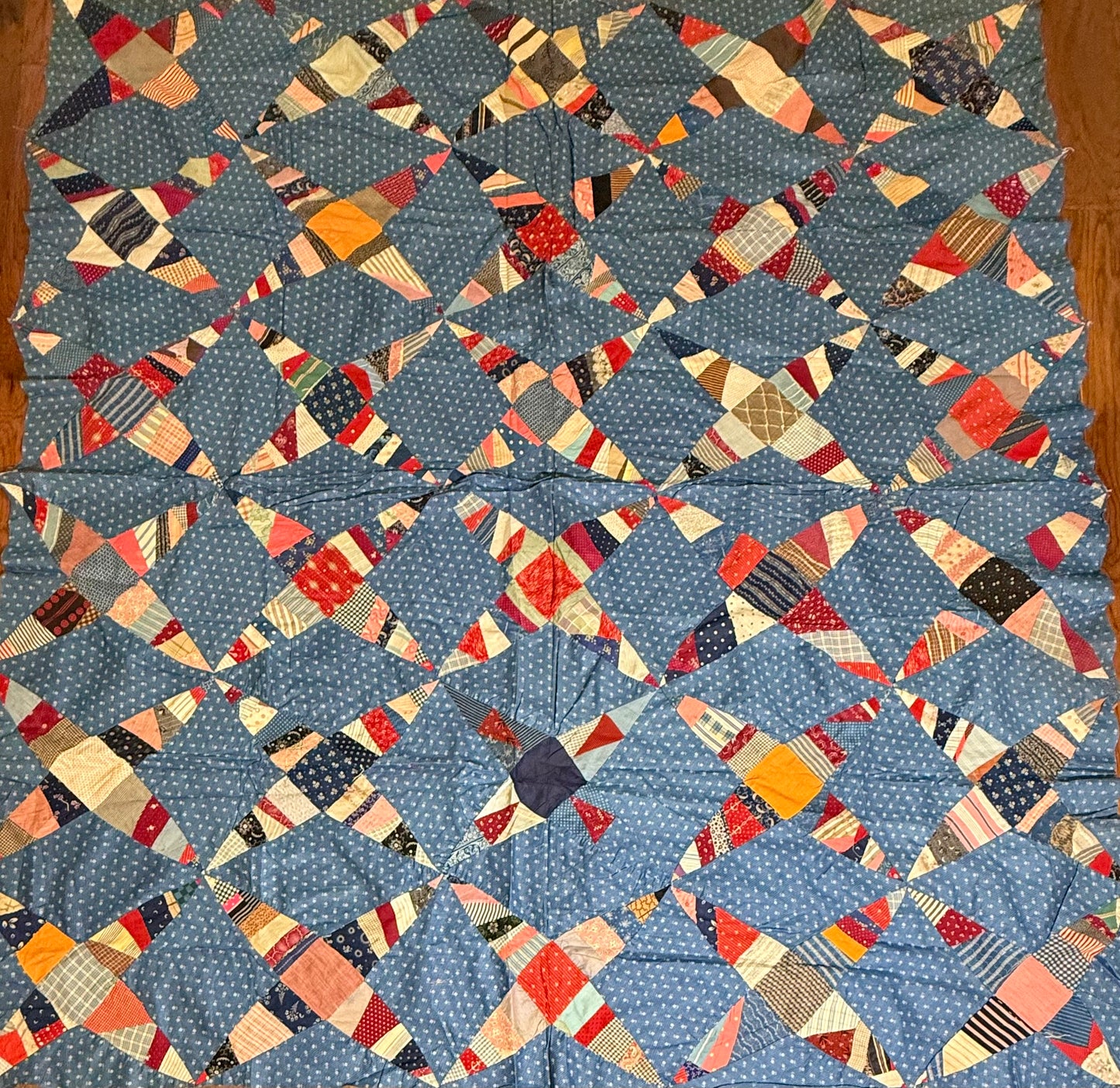 Scrappy Rocky Road to Kansas Quilt Top