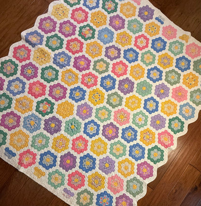 Colorful Rainbow Flower Garden Quilt