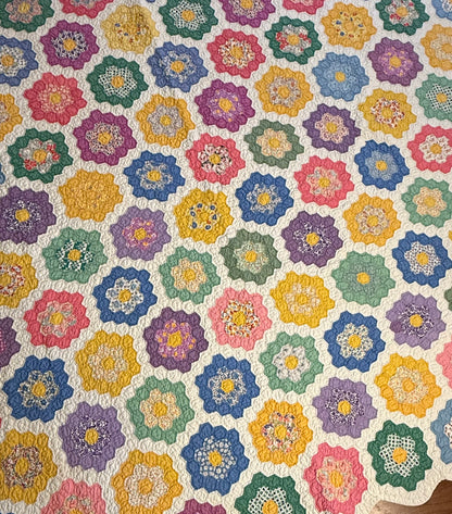 Colorful Rainbow Flower Garden Quilt