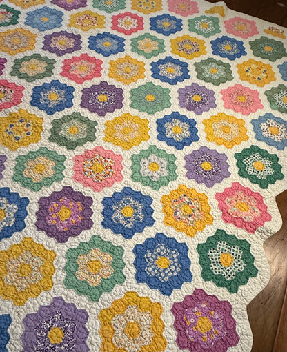 Colorful Rainbow Flower Garden Quilt