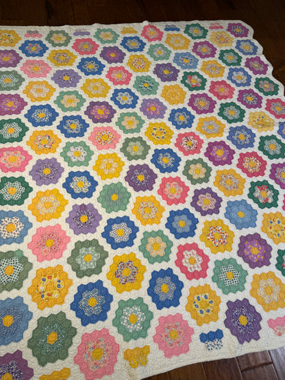 Colorful Rainbow Flower Garden Quilt