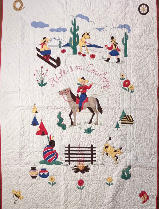 Ride ‘em Cowboy Vintage Pictorial Quilt