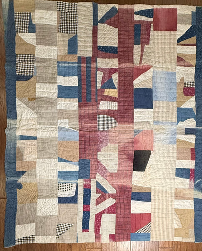 Abstract Scrappy Cotton Crazy Quilt