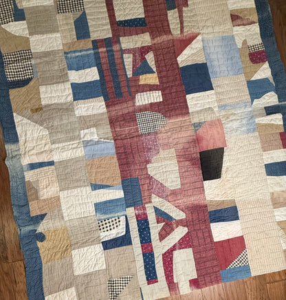 Abstract Scrappy Cotton Crazy Quilt