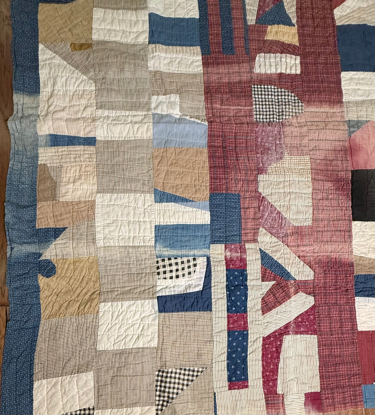 Abstract Scrappy Cotton Crazy Quilt