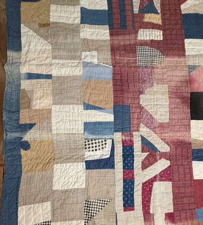 Abstract Scrappy Cotton Crazy Quilt