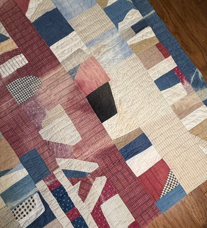 Abstract Scrappy Cotton Crazy Quilt
