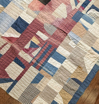 Abstract Scrappy Cotton Crazy Quilt