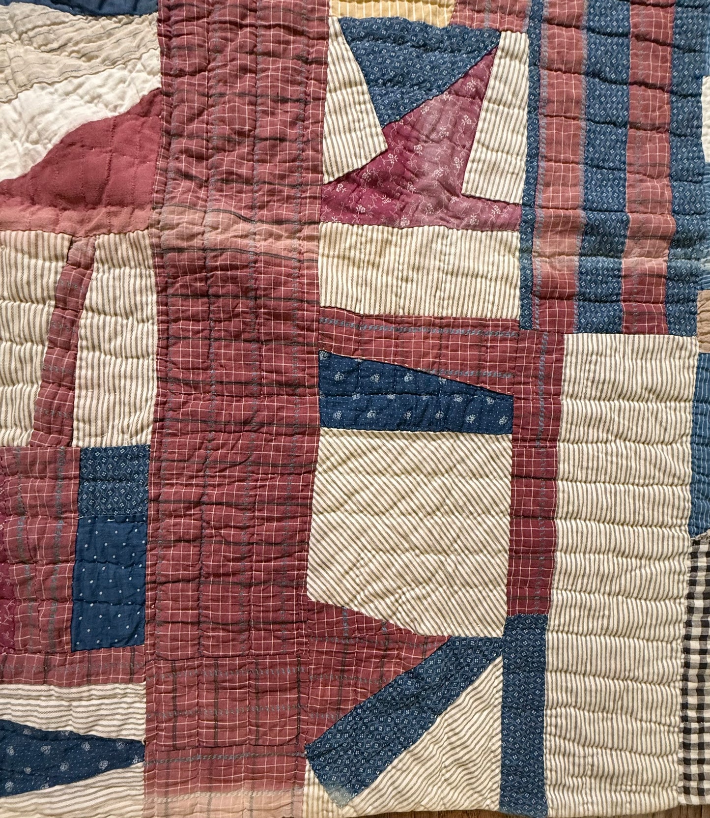 Abstract Scrappy Cotton Crazy Quilt