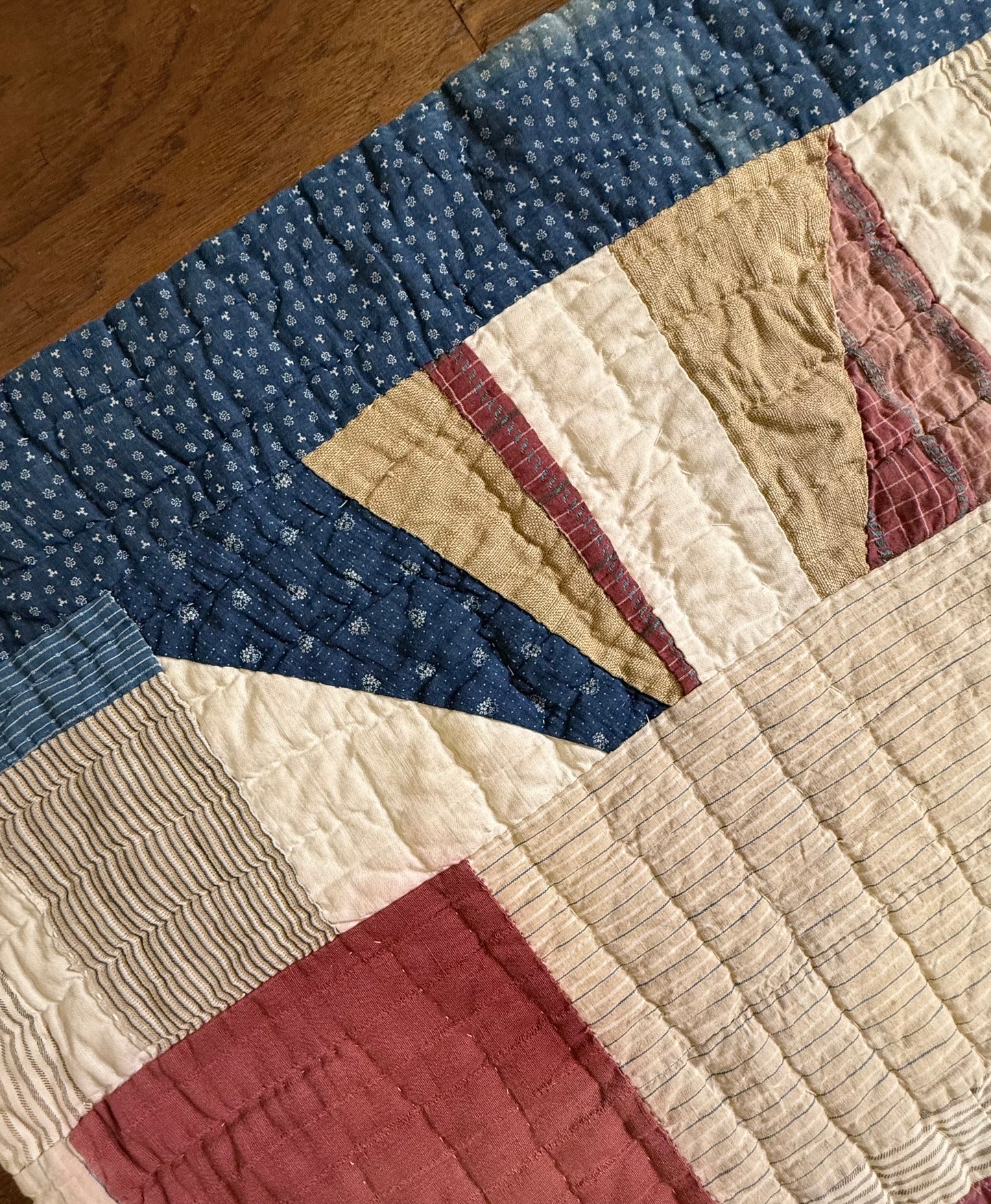 Abstract Scrappy Cotton Crazy Quilt