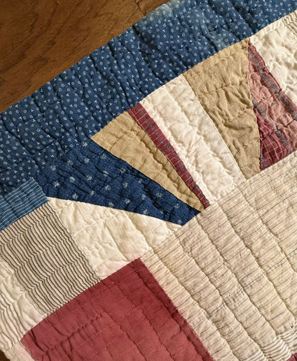 Abstract Scrappy Cotton Crazy Quilt