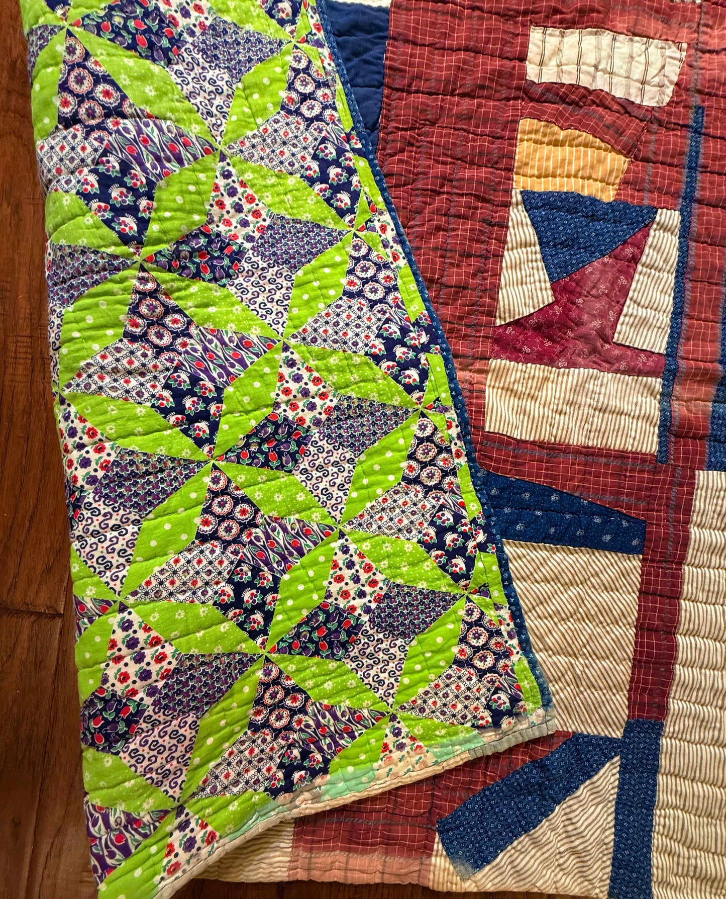 Abstract Scrappy Cotton Crazy Quilt