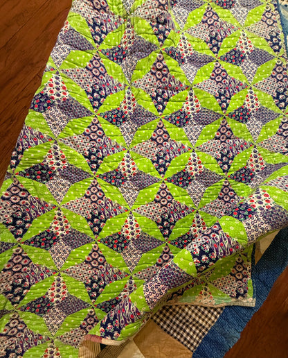 Abstract Scrappy Cotton Crazy Quilt