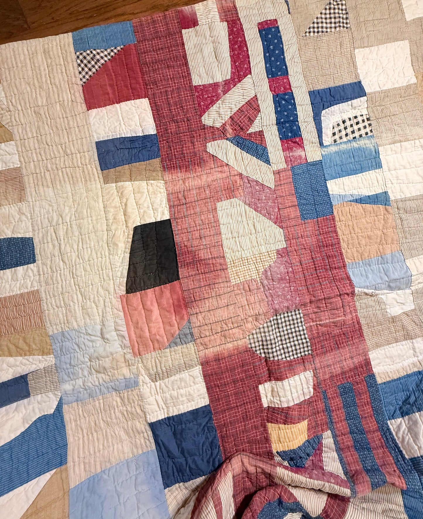 Abstract Scrappy Cotton Crazy Quilt