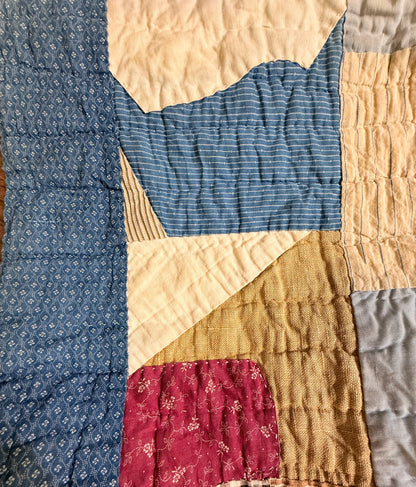 Abstract Scrappy Cotton Crazy Quilt