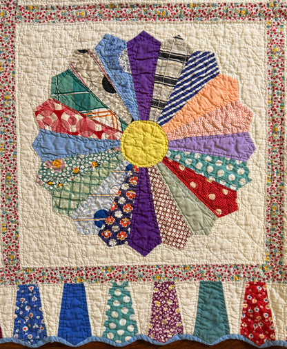 Outstanding Dresden Plate Quilt with Colorful Border