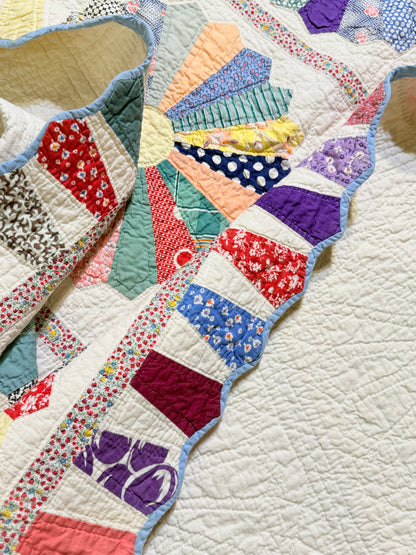 Outstanding Dresden Plate Quilt with Colorful Border