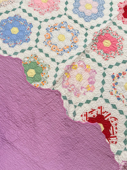 Flower Garden Quilt with Diamond Trail