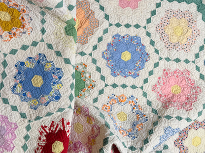 Flower Garden Quilt with Diamond Trail