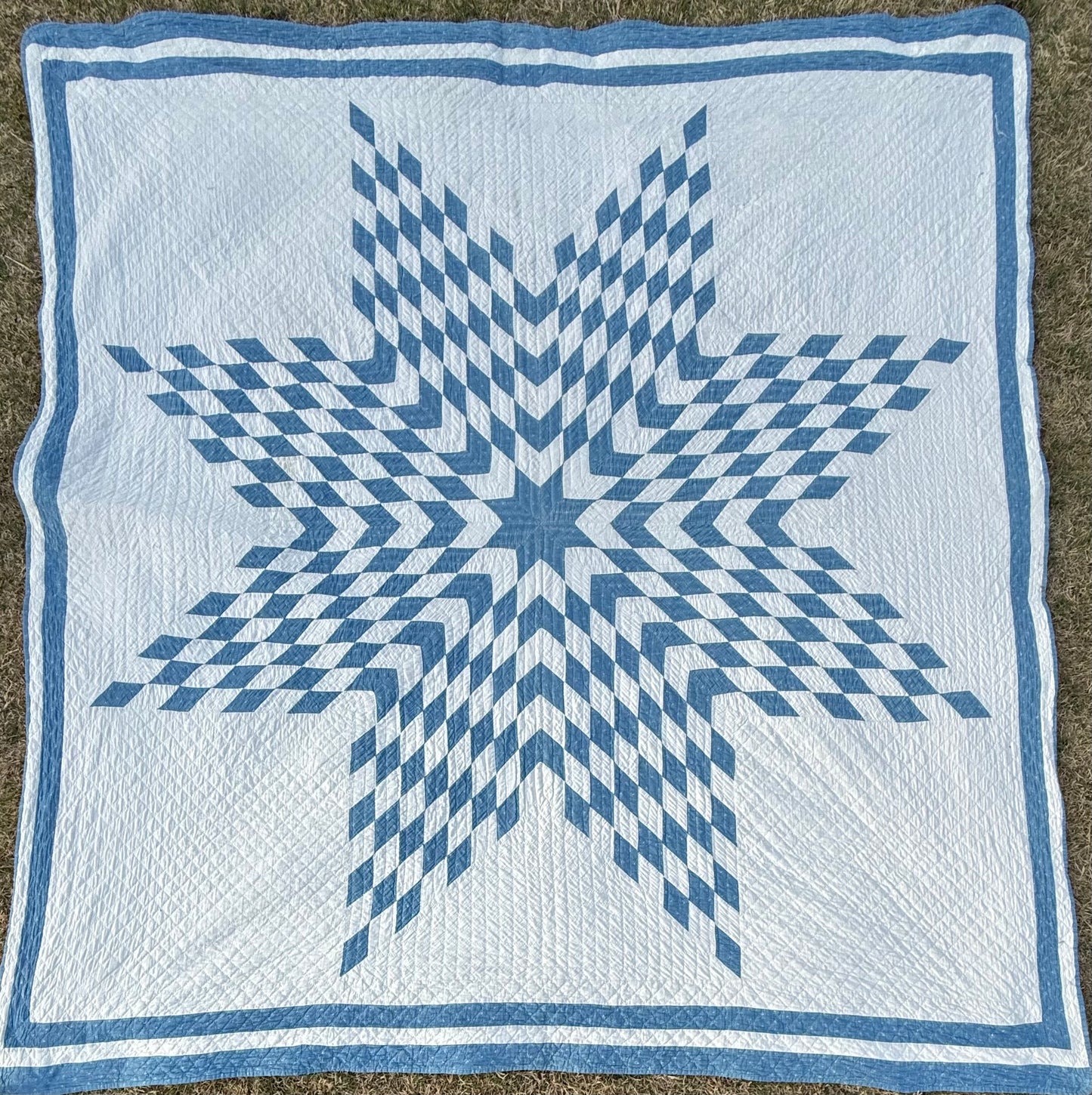 Blue and White Single Star Quilt