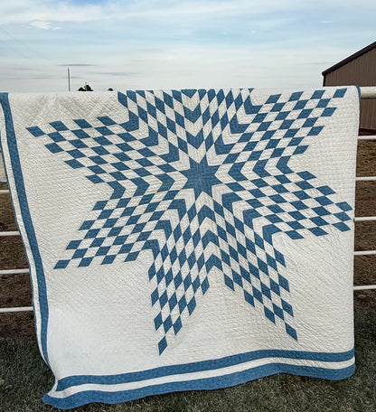 Blue and White Single Star Quilt