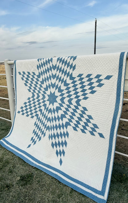 Blue and White Single Star Quilt
