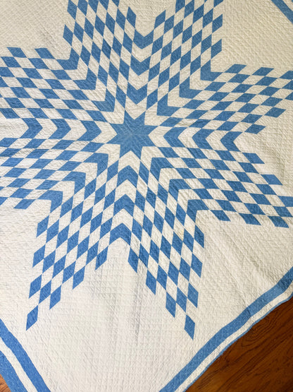 Blue and White Single Star Quilt
