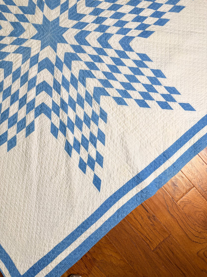 Blue and White Single Star Quilt