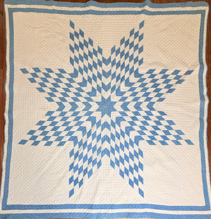 Blue and White Single Star Quilt