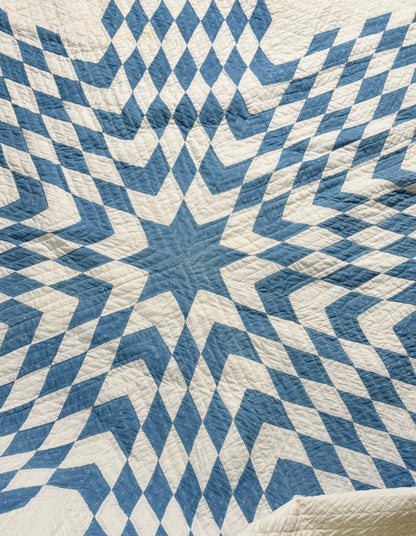 Blue and White Single Star Quilt