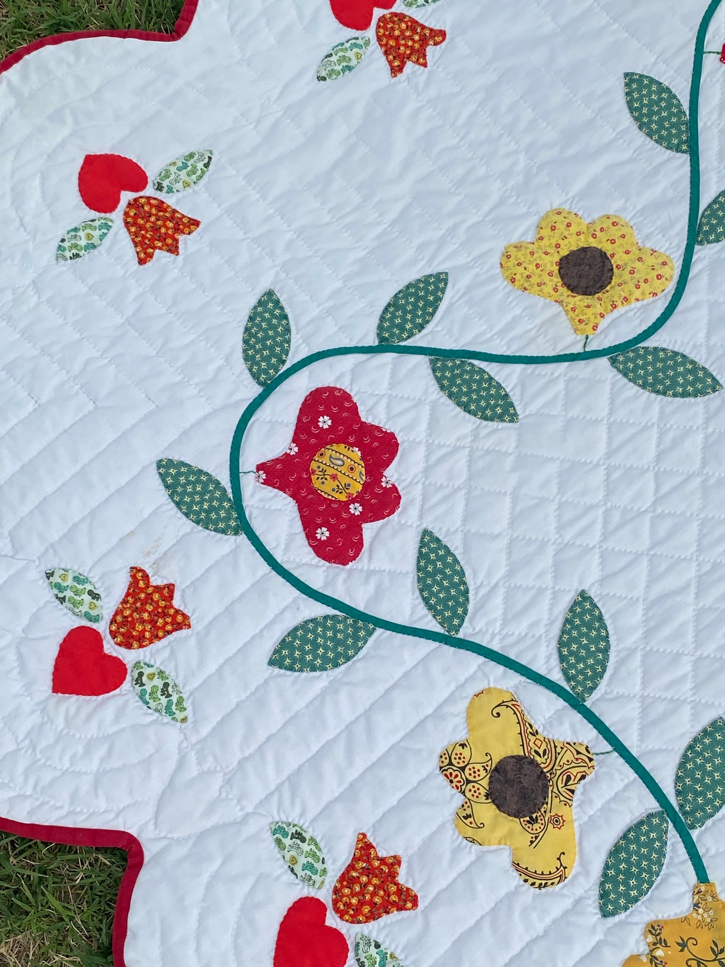 Vintage Appliqué Pennsylvania Dutch Lovebirds Quilt -SOLD