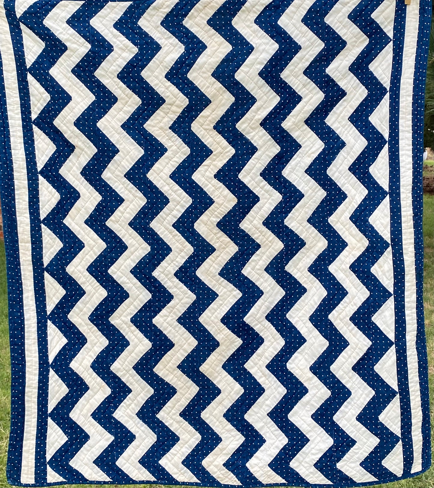 Original Blue and White Chevron Crib Quilt