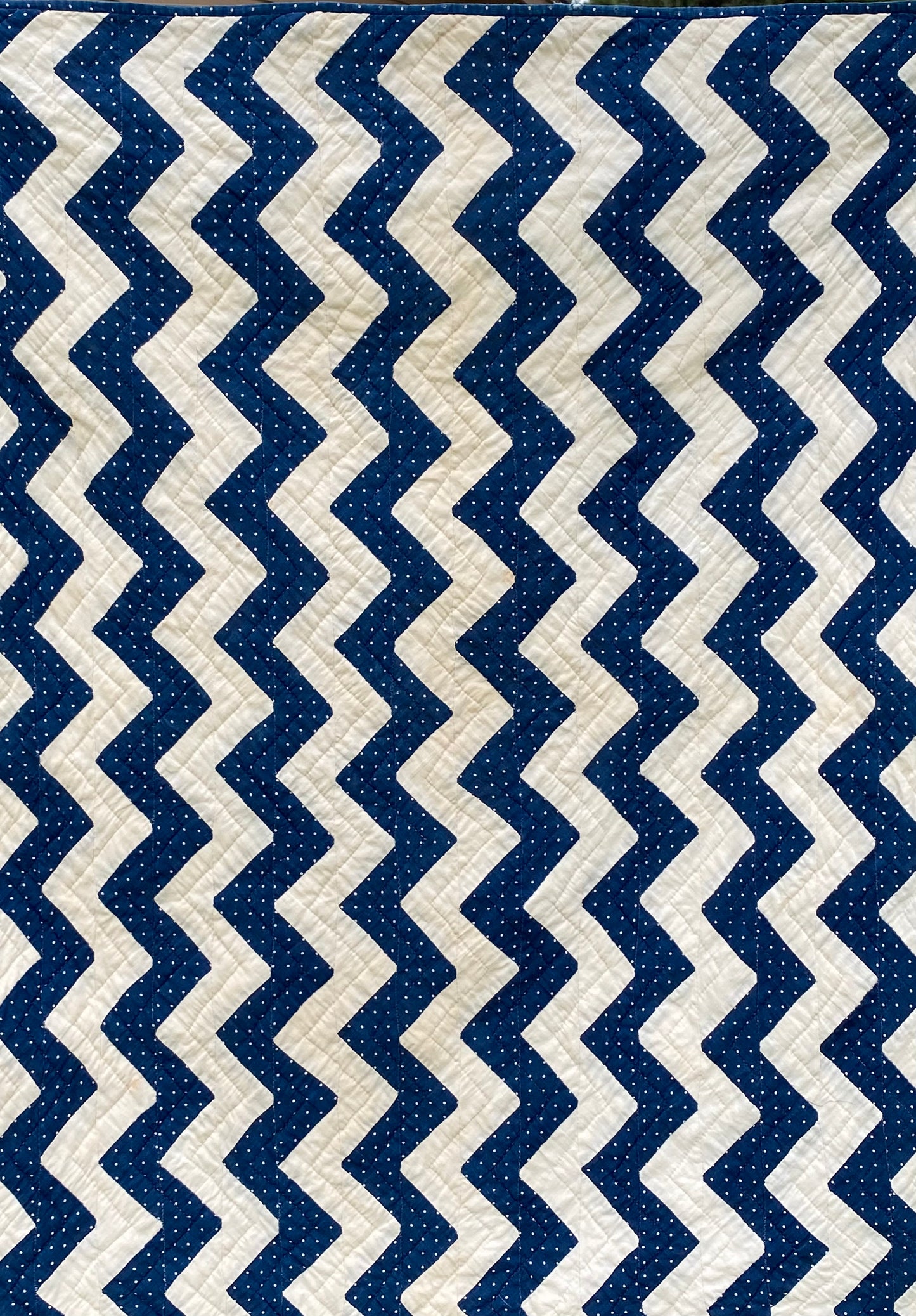 Original Blue and White Chevron Crib Quilt