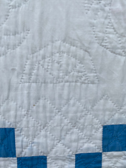 Blue and White Patchwork Irish Chain Quilt