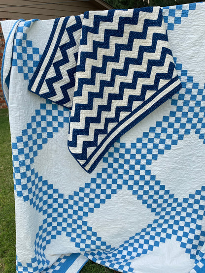 Original Blue and White Chevron Crib Quilt