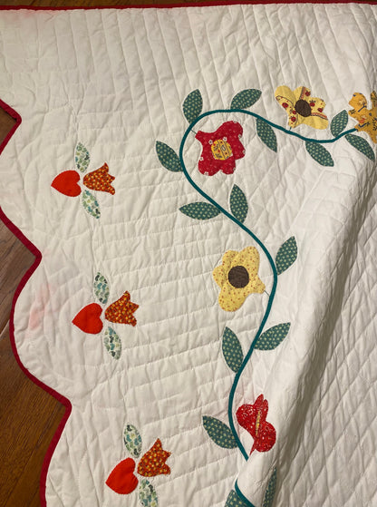 Vintage Appliqué Pennsylvania Dutch Lovebirds Quilt -SOLD