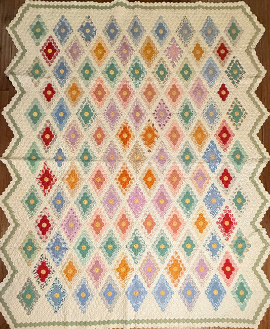 Stunning Small Scale Field of Diamonds Quilt