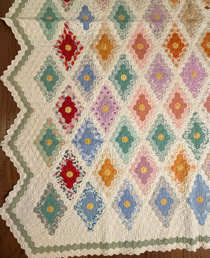 Stunning Small Scale Field of Diamonds Quilt