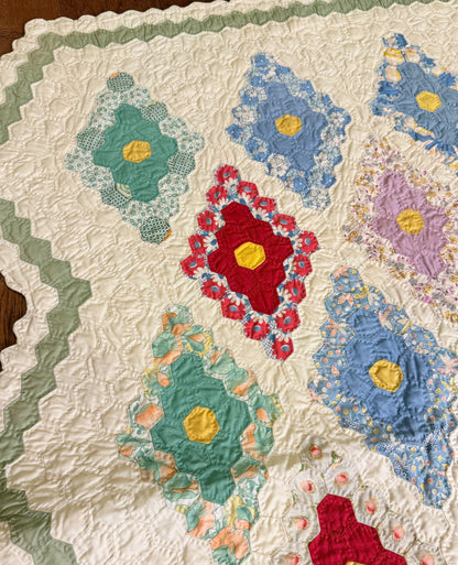 Stunning Small Scale Field of Diamonds Quilt