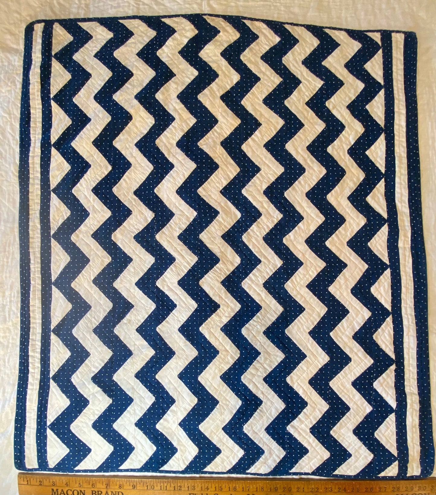 Original Blue and White Chevron Crib Quilt