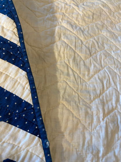 Original Blue and White Chevron Crib Quilt