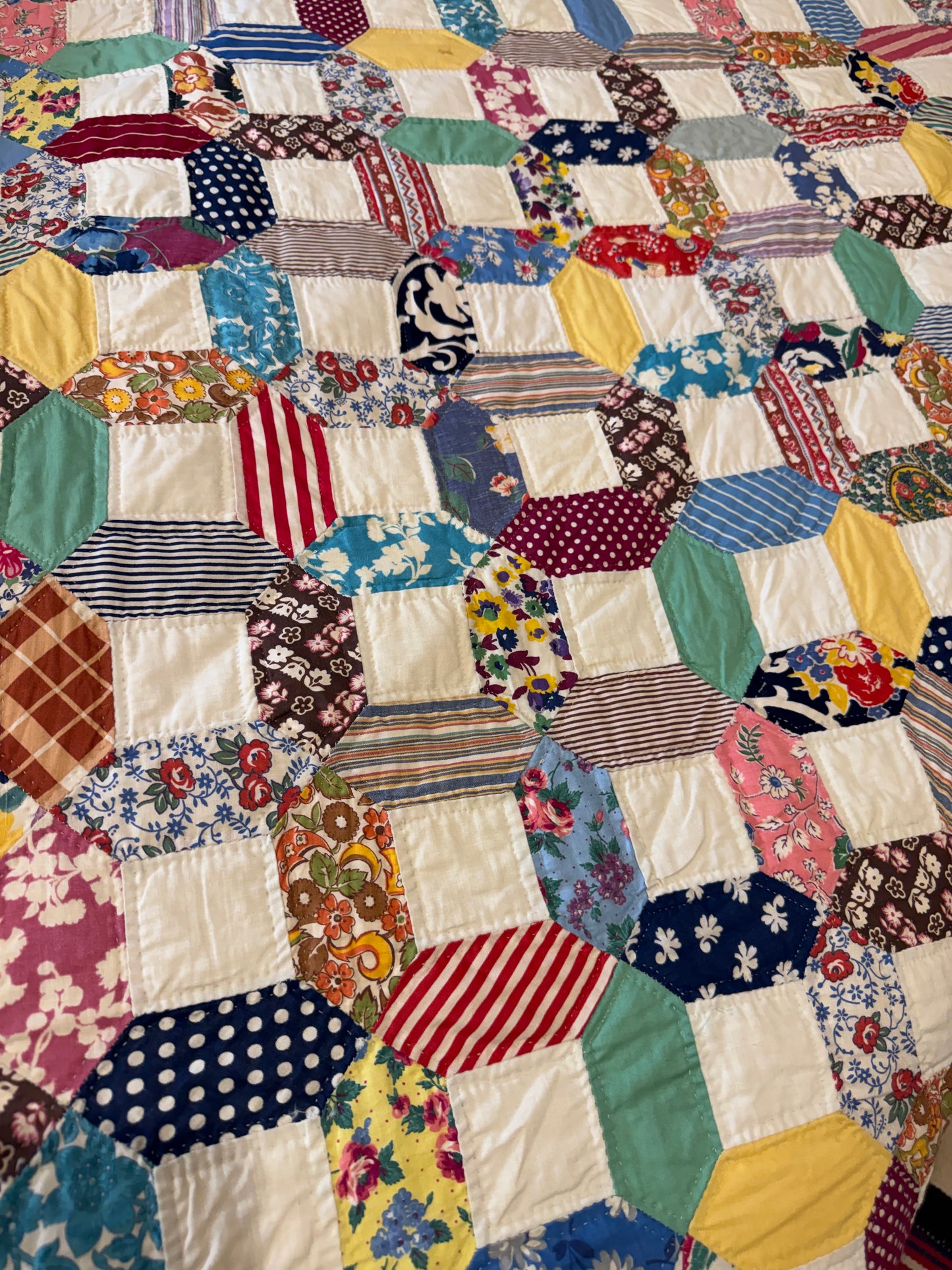 Scrappy Crossblock Vintage Quilt