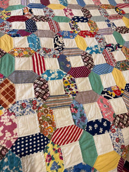 Scrappy Crossblock Vintage Quilt