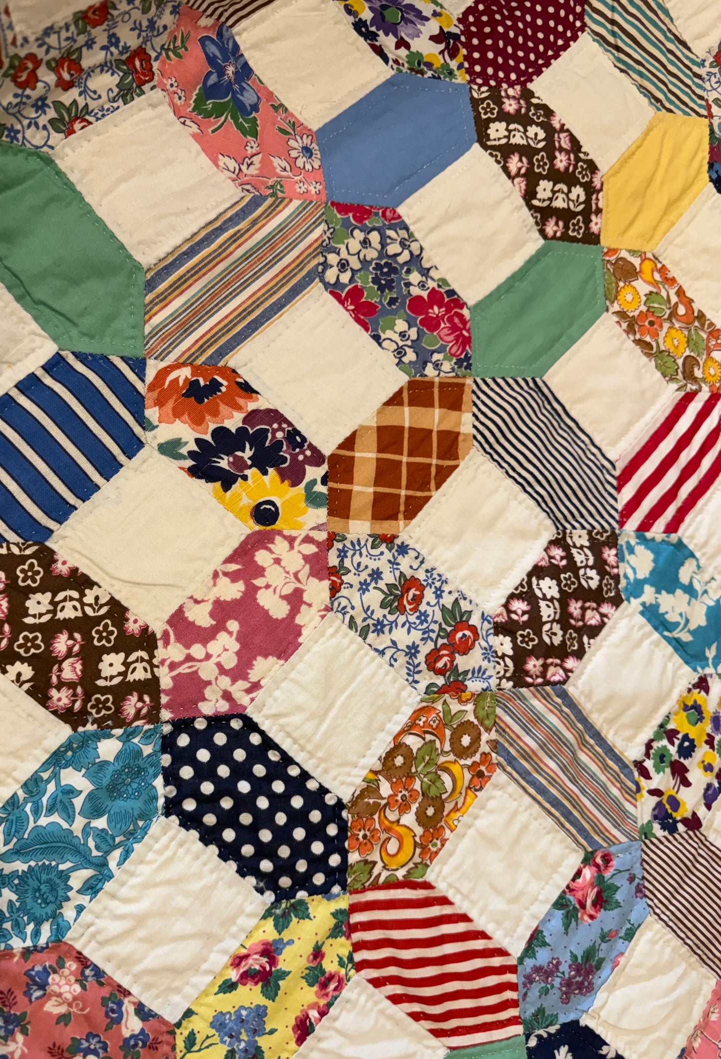 Scrappy Crossblock Vintage Quilt