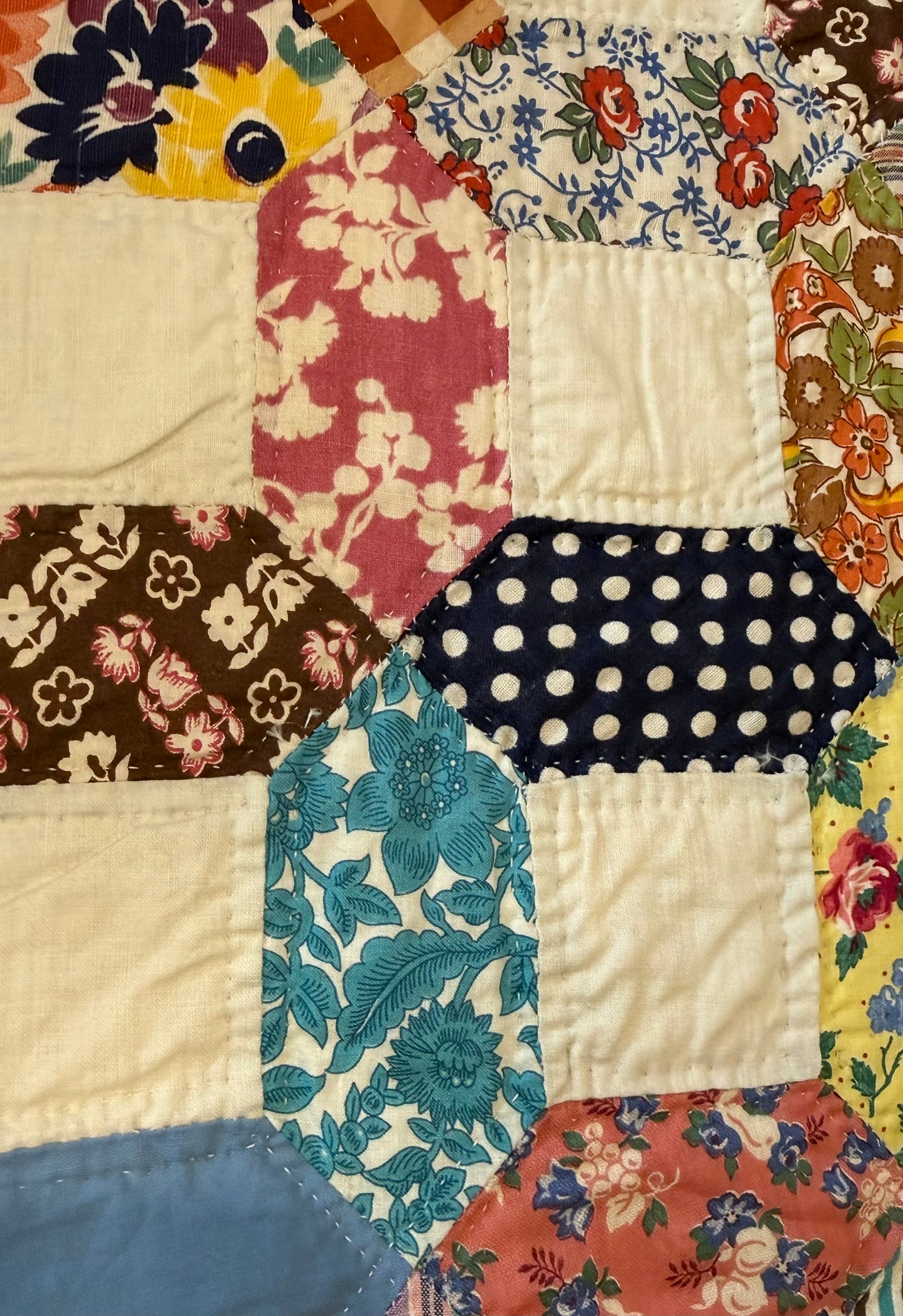 Scrappy Crossblock Vintage Quilt