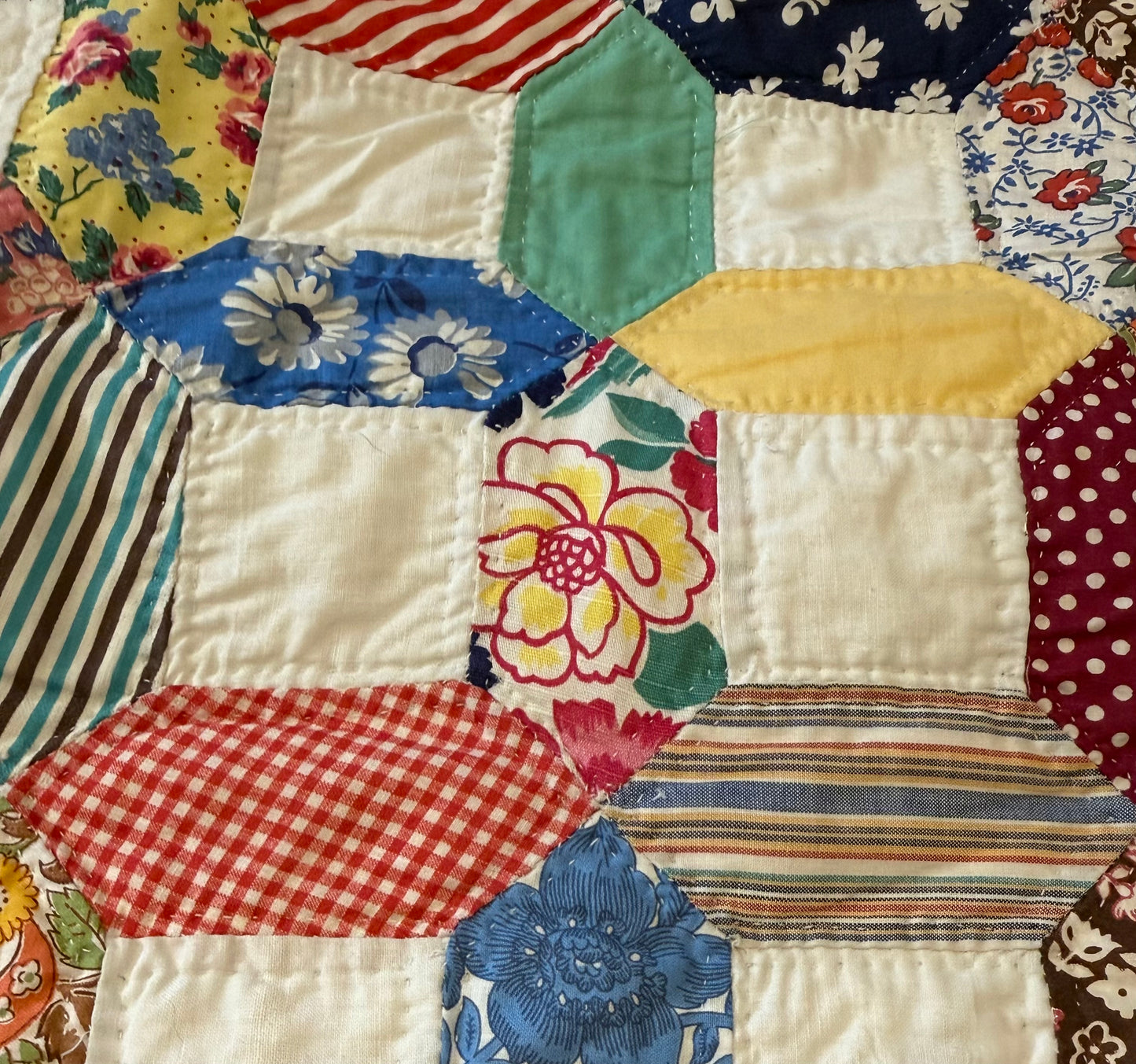 Scrappy Crossblock Vintage Quilt