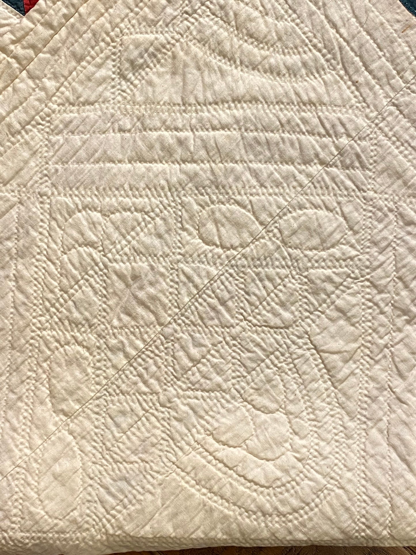 Red and Green Pieced Basket Quilt