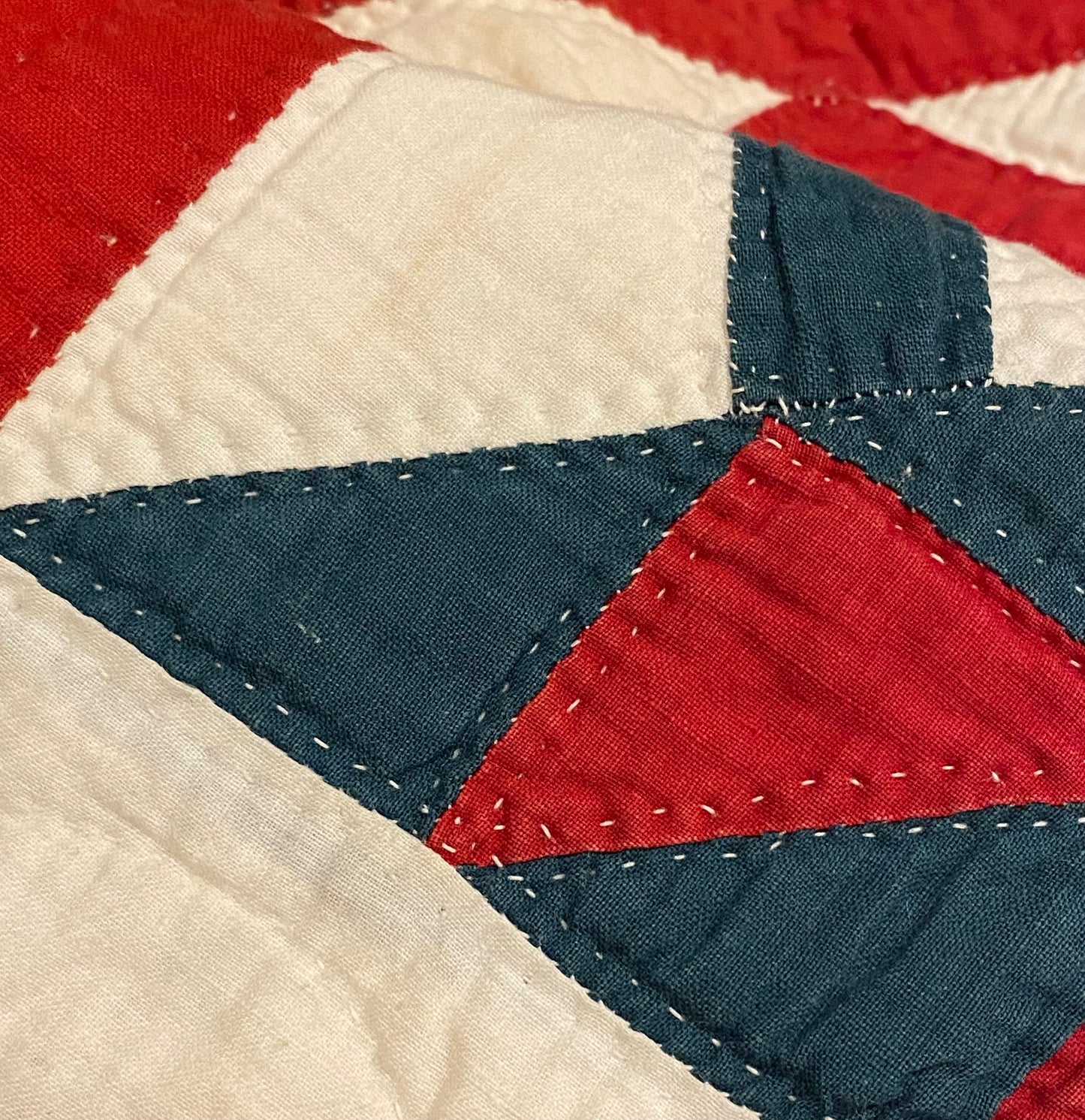 Red and Green Pieced Basket Quilt