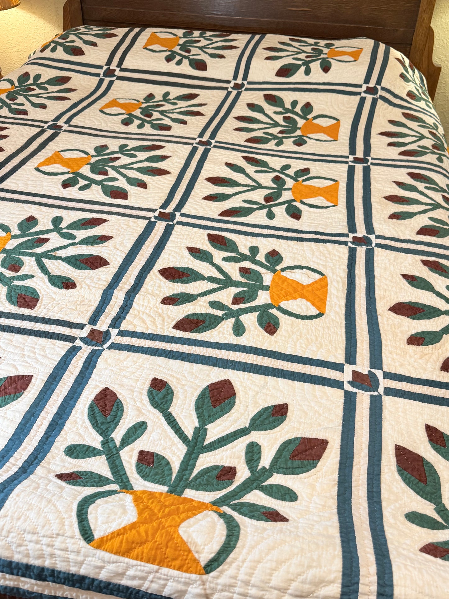 Folk Art Southern Basket of Flowers Quilt