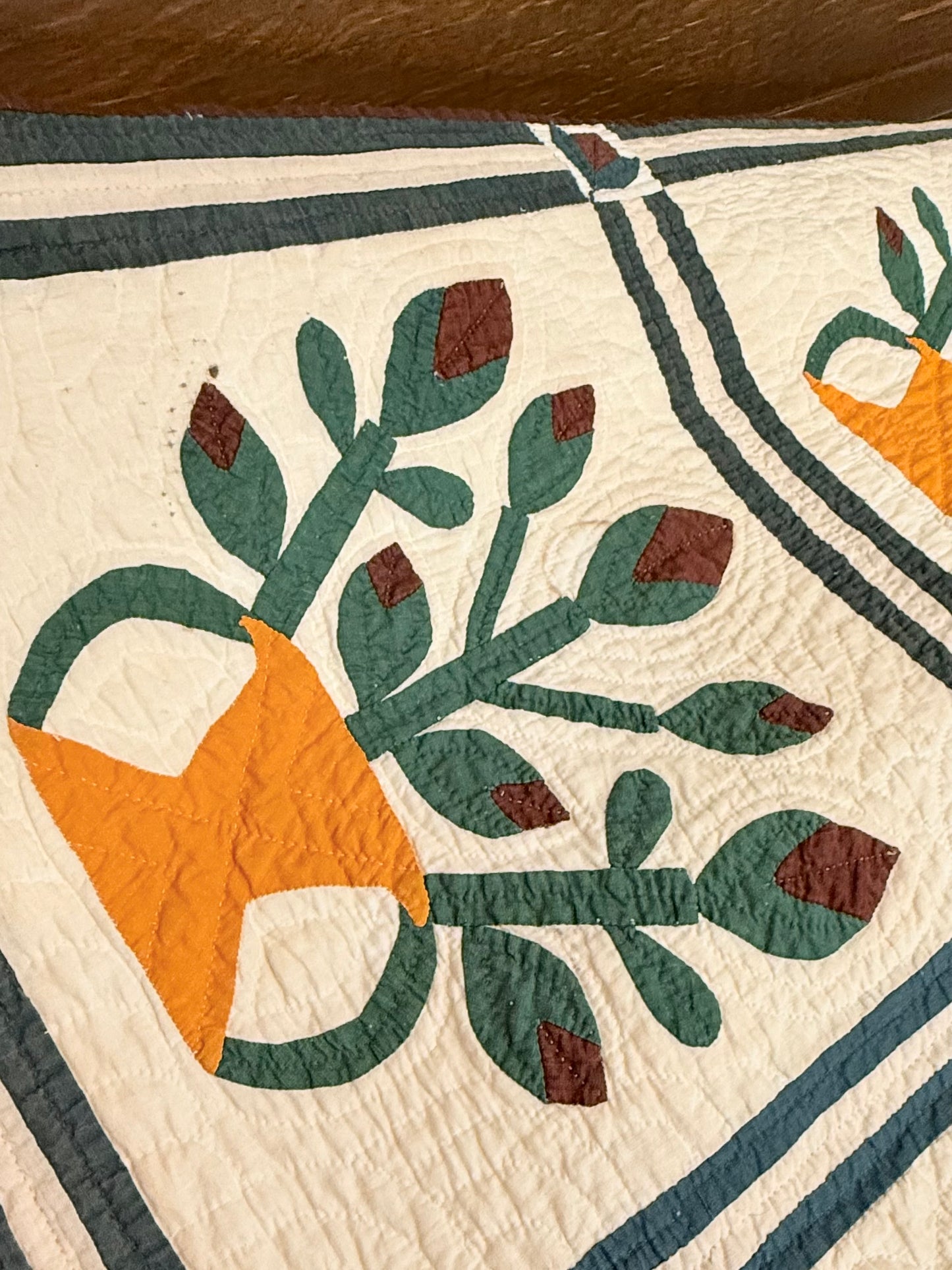 Folk Art Southern Basket of Flowers Quilt